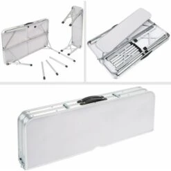 Casaria Set Mesa Y 2 Bancos Plegables Mesita Picnic Camping Función Maleta Aluminio 4 Personas Jardín Blanco -Mano Mano Ventas 19708730 4