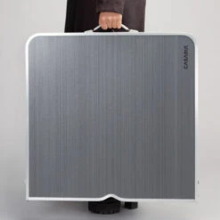 Casaria Mesa De Aluminio Plegable XXL 4 Taburetes Plegables Función De Maleta Camping Transporte Fácil Gris/Blanco Jardín Gris -Mano Mano Ventas 19708743 5