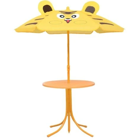 Mesa Y Sillas De Jardín Infantil 3 Pzas Con Sombrilla Amarillo VidaXL 2 Mesa Y Sillas De Jardín Infantil 3 Pzas Con Sombrilla Amarillo VidaXL - Imagen 2