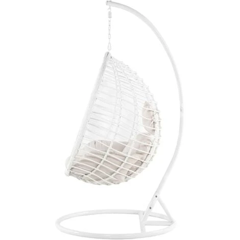 Silla Colgante De Ratán Sintético Columpio Blanco Forma De Huevo Mimbre Rústico Boho Fano 5 Silla Colgante De Ratán Sintético Columpio Blanco Forma De Huevo Mimbre Rústico Boho Fano - Imagen 5