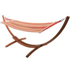 Hamaca De Madera Con Lona De Algodón Dallas - 3 M - Rojo Mezclado