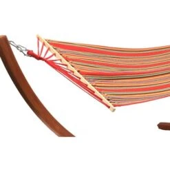 Hamaca De Madera Con Lona De Algodón Dallas - 3 M - Rojo Mezclado -Mano Mano Ventas 20160484 4