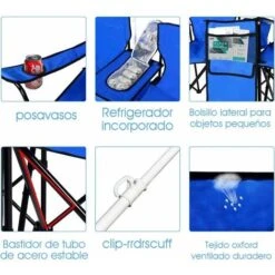 COSTWAY Sillas De Camping Con Sombrilla Silla Plegable Taburete De Pesca Doble Con Portavasos Para Exterior Picnic Senderismo Barbacoa -Mano Mano Ventas 20298593 4