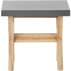 Taburete De Jardín De Cemento Reforzado Gris Base De Madera De Acacia Olbia -Mano Mano Ventas 20890215 4 1