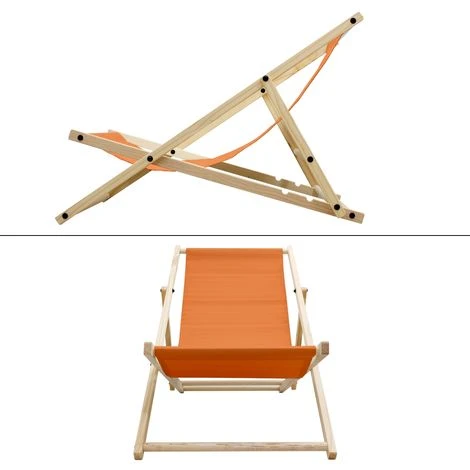 Silla De Playa Plegable Madera Tumbona Naranja Para Jardín Hamaca Impermeable 2 Silla De Playa Plegable Madera Tumbona Naranja Para Jardín Hamaca Impermeable - Imagen 2