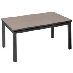 Mesa De Centro Elevable Para Exterior De Cristal Y Aluminio Taupé, De 100x60x48 Cm - -Mano Mano Ventas 22913480 3