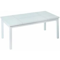 Mesa De Centro Elevable Para Exterior De Cristal Y Aluminio Blanca, De 120x60x48 Cm - -Mano Mano Ventas 22913481 4