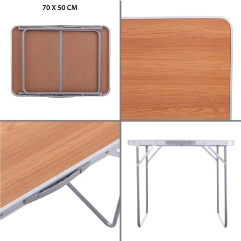 Mesa De Camping Plegable De Acero - (60x50x70, Marrón) 2 Mesa De Camping Plegable De Acero - (60x50x70, Marrón) - Imagen 2