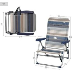 Silla Playa Plegable Baja 5 Posiciones Marinera Aktive 46,5x50x85 Cm -Mano Mano Ventas 22944323 4