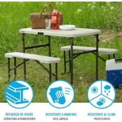 Conjunto Plegable Mesa Y 2 Bancos Utrarresistente Lifetime 106x61x74 Cm Uv100 -Mano Mano Ventas 22944461 4