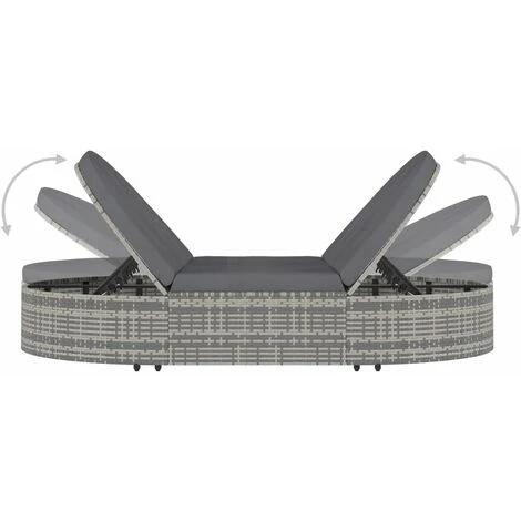 Tumbona Para 2 Personas Con Cojines Ratán Sintético Gris VidaXL 5 Tumbona Para 2 Personas Con Cojines Ratán Sintético Gris VidaXL - Imagen 5