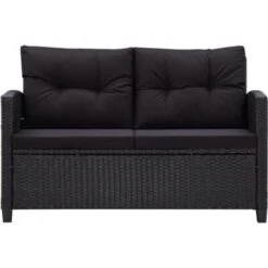 Sofá De Jardín 2 Plazas Y Cojines Ratán Sintético Negro 124 Cm VidaXL -Mano Mano Ventas 23855332 4