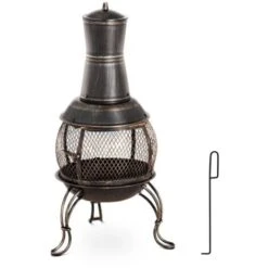 Chimenea De Jardín Estufa Para Exteriores Fabricada En Acero 90 Cm Abierta 360°