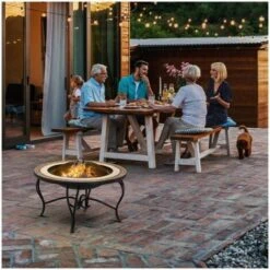 Brasero Para Jardín Con Cubierta Estufa Mesa De Exterior Hierro/Cerámica Ø 76 Cm -Mano Mano Ventas 24396408 4