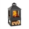 Blumfeldt Macondo Chimenea Brasero 35x35cm Compartimento Para Madera Negro