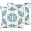 Conjunto De Cojines Decorativos De Jardín De Poliéster Blanco Y Azul 45 X 45 Cm Patrón Geométrico Triangular Rigosa