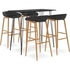 Mesa Alta Y Taburetes De Bar 5 Piezas Negro VidaXL