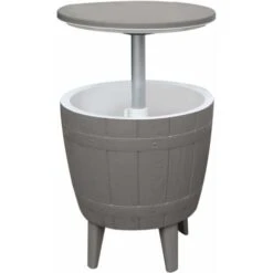 Mesa Nevera Para Jardín De Resina Cosmopolitan Beige Gardiun Capacidad 37 L 48,5x48,5x57/82 Cm Función 3 En 1