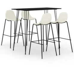 Juego De Mesa Alta Y Taburetes De Bar 5 Piezas Negro VidaXL