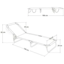 Tumbona Playa Plegable Hierro De 24x186x53 Cm (Azul Marino) -Mano Mano Ventas 28041883 4