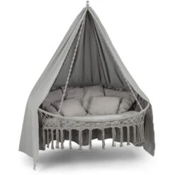 Blumfeldt Ischia Silla Colgante Con Cojín De Asiento 115 Cm (Ø) Polialgodón Gris Claro