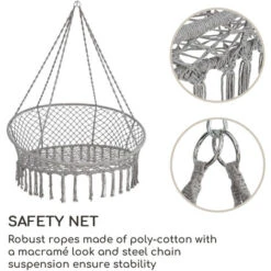 Blumfeldt Ischia Silla Colgante Con Cojín De Asiento 115 Cm (Ø) Polialgodón Gris Claro -Mano Mano Ventas 28292220 3