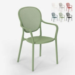 Silla De Comedor Moderna Para Bar, Restaurante Y Cocina Al Aire Libre En Polipropileno Clara Color: Verde Oscuro