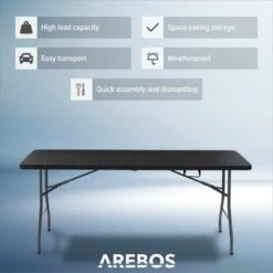 AREBOS Mesa Plegable Mesa De Buffet Mesa De Ratán Look Mesa De Jardín 7 AREBOS Mesa Plegable Mesa De Buffet Mesa De Ratán Look Mesa De Jardín -Mano Mano Ventas 28826362 3