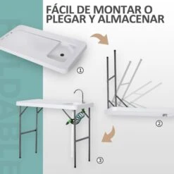 OUTSUNNY Mesa Plegable De Picnic Con Fregadero Y Grifo Para Camping 114,5x59x94,5cm 8 OUTSUNNY Mesa Plegable De Picnic Con Fregadero Y Grifo Para Camping 114,5x59x94,5cm -Mano Mano Ventas 28827054 4