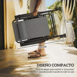 OUTSUNNY Silla Mecedora De Jardín Plegable Con Techo Reposacabezas Extraíble Acero Gris -Mano Mano Ventas 29107667 4