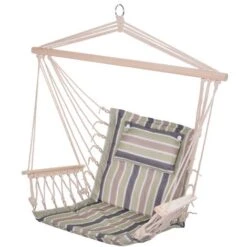 OUTSUNNY Silla Colgante Para Exterior Interior De Rayas 100x106cm Carga Máx. 100 Kg