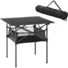 OUTSUNNY Mesa De Camping Plegable Con Almacenaje De Malla Bolsa De Transporte 70x70x69 Cm
