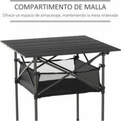 OUTSUNNY Mesa De Camping Plegable Con Almacenaje De Malla Bolsa De Transporte 70x70x69 Cm -Mano Mano Ventas 29358308 4