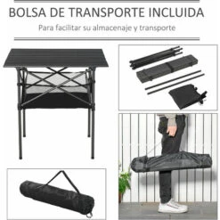 OUTSUNNY Mesa De Camping Plegable Con Almacenaje De Malla Bolsa De Transporte 70x70x69 Cm -Mano Mano Ventas 29358308 5