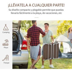 OUTSUNNY Tumbona Plegable Y Reclinable Con Reposacabezas Y Respaldo Ajustable Marrón -Mano Mano Ventas 29358323 5