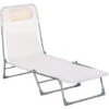 OUTSUNNY Tumbona Plegable Y Reclinable Con Reposacabezas Y Respaldo Ajustable Crema
