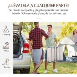 OUTSUNNY Tumbona Plegable Y Reclinable Con Reposacabezas Y Respaldo Ajustable Crema -Mano Mano Ventas 29358327 5