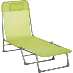 OUTSUNNY Tumbona Plegable Y Reclinable Con Reposacabezas Y Respaldo Ajustable Verde