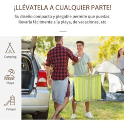 OUTSUNNY Tumbona Plegable Y Reclinable Con Reposacabezas Y Respaldo Ajustable Verde -Mano Mano Ventas 29358333 5