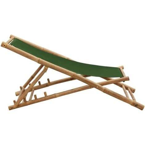 Tumbona De Bambú Y Lona Verde VidaXL 5 Tumbona De Bambú Y Lona Verde VidaXL - Imagen 5