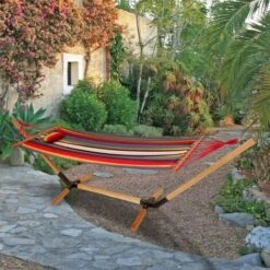 Colchoneta De Algodón Con Marco De Madera Tumbona Para Jardín L 200 Cm Multicolor Harms 504423 -Mano Mano Ventas 29386749 4