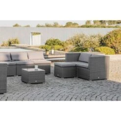 Muebles De Jardín CONJUNTOS SOFÁ Bahamas Conjunto Triple XL 9 Plazas 4 Módulos Esquina, 4 Módulos Centrales, 1 Puf, 2 Mesas Ratán Sintético KieferGarden -Mano Mano Ventas 29502876 4