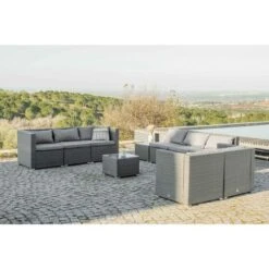 Muebles De Jardín CONJUNTOS SOFÁ Bahamas Conjunto Triple XL 9 Plazas 4 Módulos Esquina, 4 Módulos Centrales, 1 Puf, 2 Mesas Ratán Sintético KieferGarden -Mano Mano Ventas 29502876 5