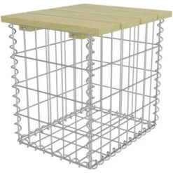 Taburete De Jardín De Acero Galvanizado Y Pino 40x40x45 Cm -Mano Mano Ventas 29620320 2