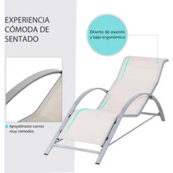 OUTSUNNY 2 Tumbonas De Jardín 59x169x66cm Con Mesa De Café 41x41x45cm Patio Piscina Beige -Mano Mano Ventas 29975392 4