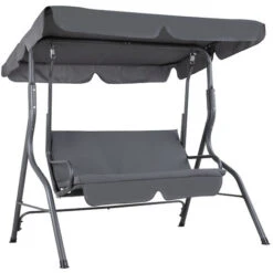 Casaria Columpio De Jardín Hollywood 140x112x150cm Toldo Ajustable Parasol Silla Hamaca Balancín Para 2 Personas Banco Exterior Carga Hasta 200kg Antracita