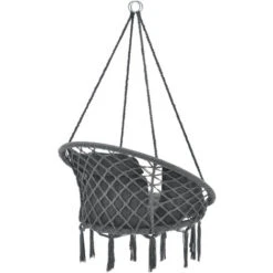 Hamaca Silla Colgante Con Cojín De Asiento Kailua Algodón Poliéster Gris Oscuro [casa.pro]® -Mano Mano Ventas 30196075 4