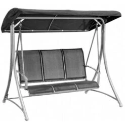 Balancín De 3 Plazas Gris Con Capota Gris