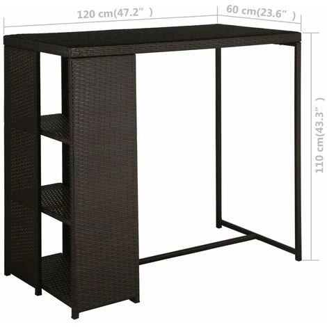 Set De Bar Para Jardín 5 Pzas Y Cojines Ratán Sintético Marrón VidaXL 3 Set De Bar Para Jardín 5 Pzas Y Cojines Ratán Sintético Marrón VidaXL - Imagen 3