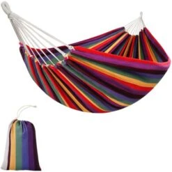 OUTSUNNY Hamaca Doble De Algodón Portátil 290x150 Cm Carga 180 Kg Para Acampar Exteriores